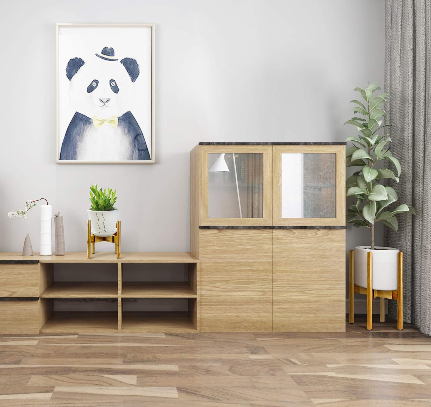 Mid-Century Bamboo Plant Stand – 2 Pack (Fits up to 12in Planters)