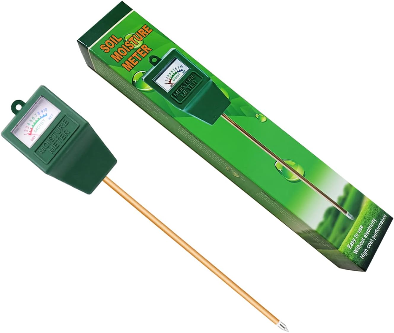 Soil Moisture Meter, No Battery Plant Water Monitor for Pots & Gardens