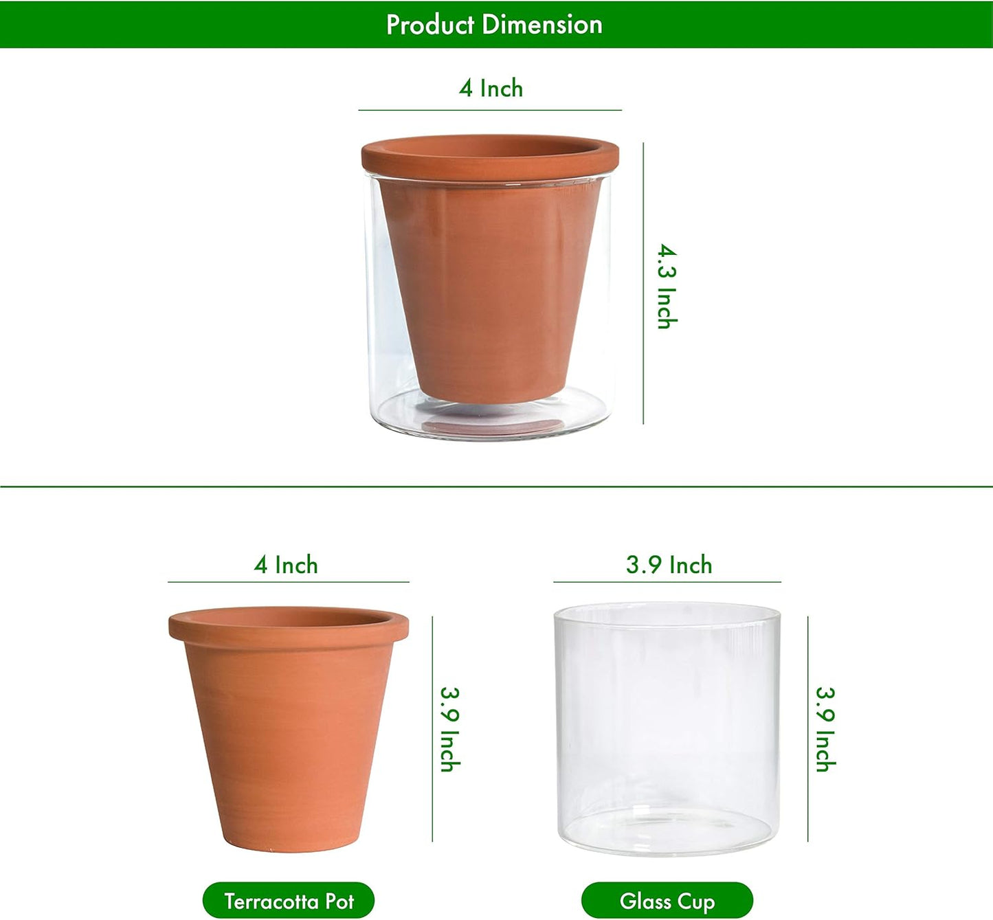 4in Self-Watering Terracotta Planter (Set of 2)