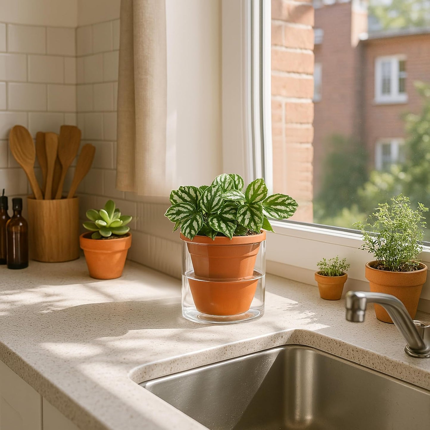 4in Self-Watering Terracotta Planter (Set of 2)