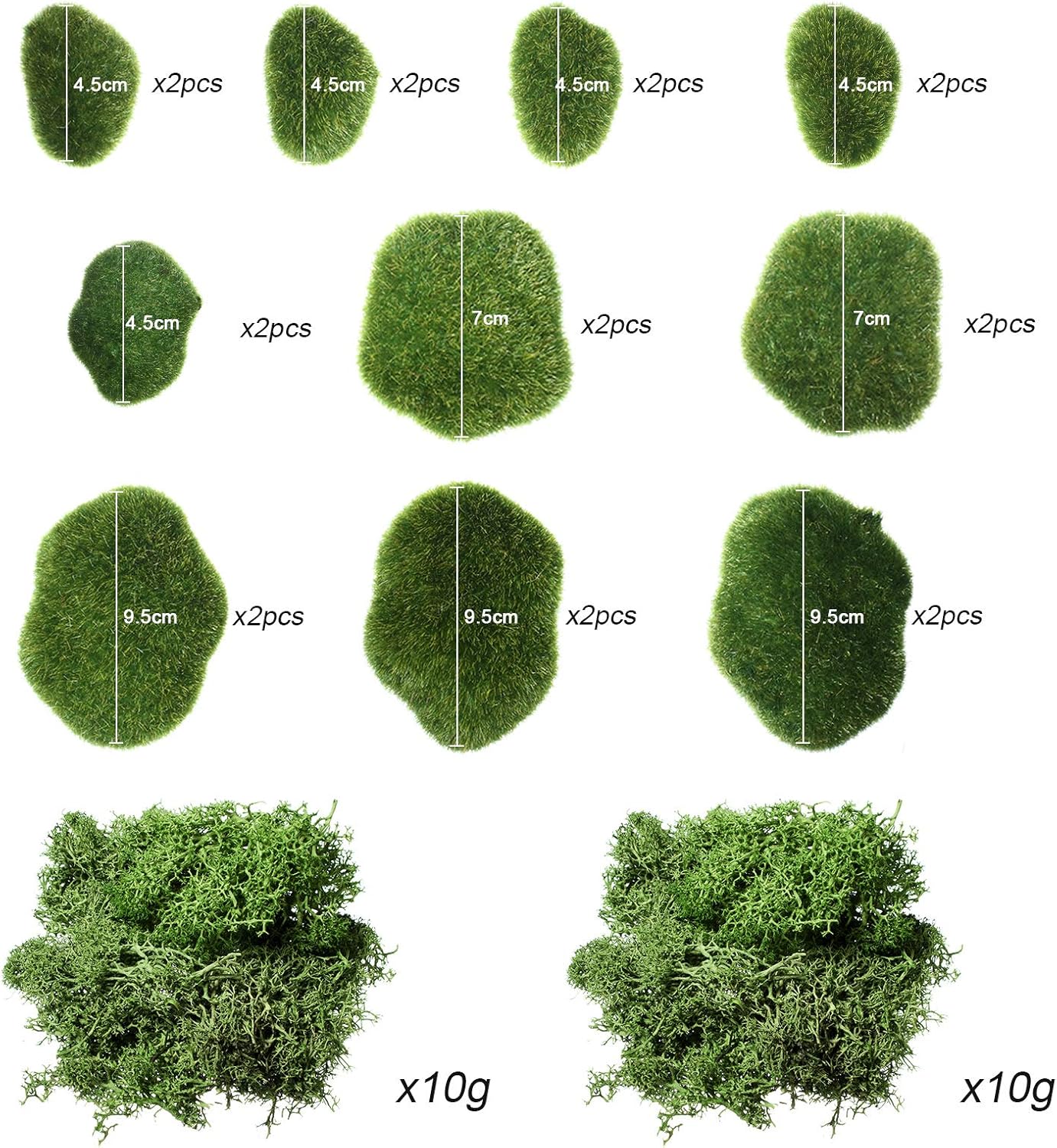 Artificial Moss Rocks – Decorative Green Stones, Set of 20