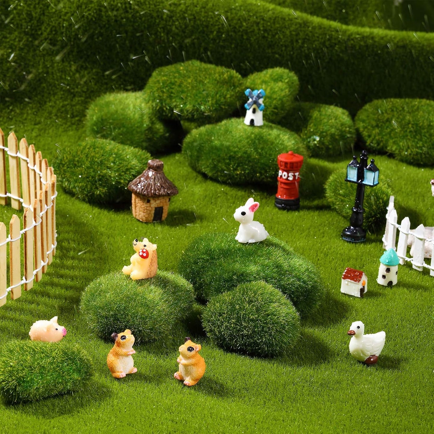 Artificial Moss Rocks – Decorative Green Stones, Set of 20