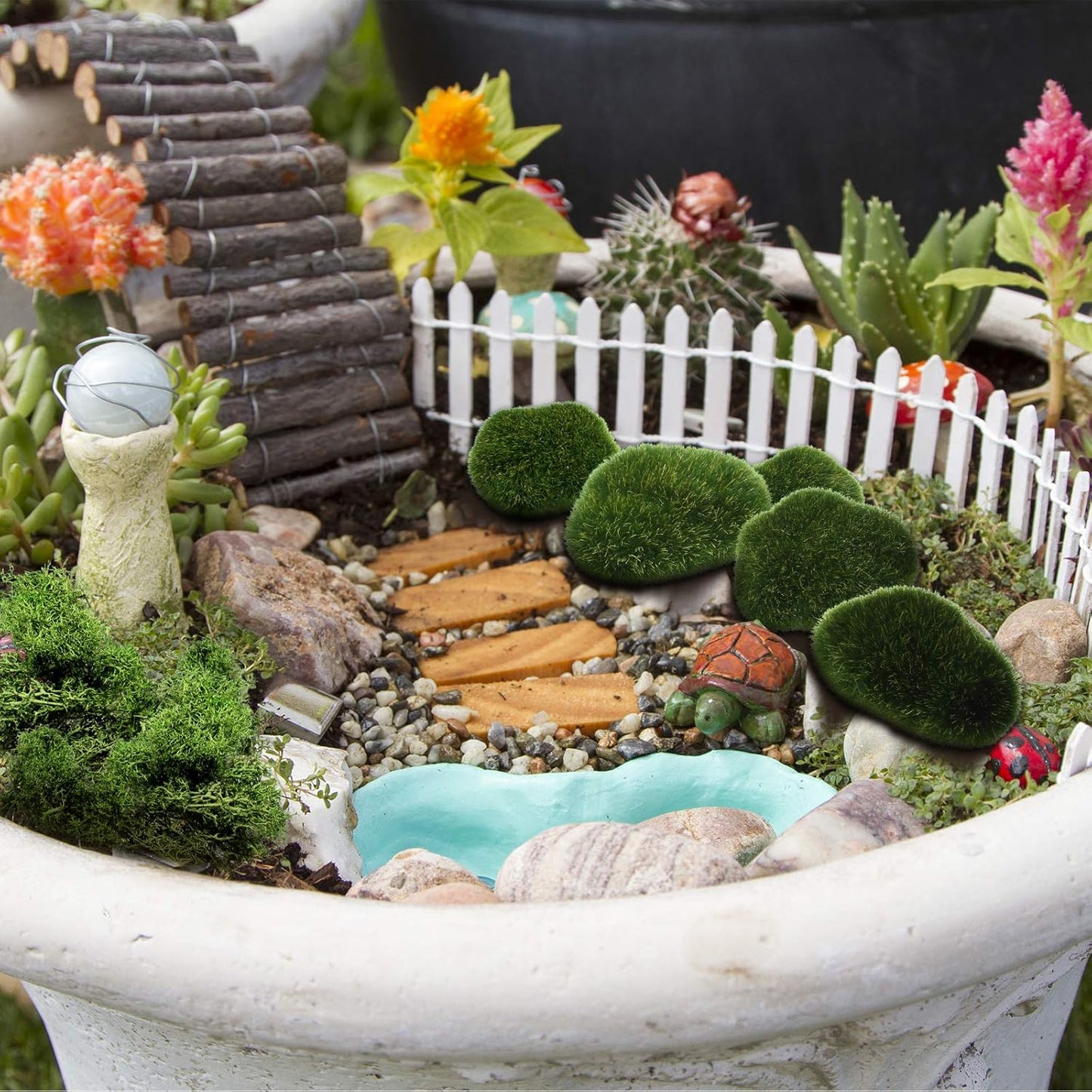 Artificial Moss Rocks – Decorative Green Stones, Set of 20