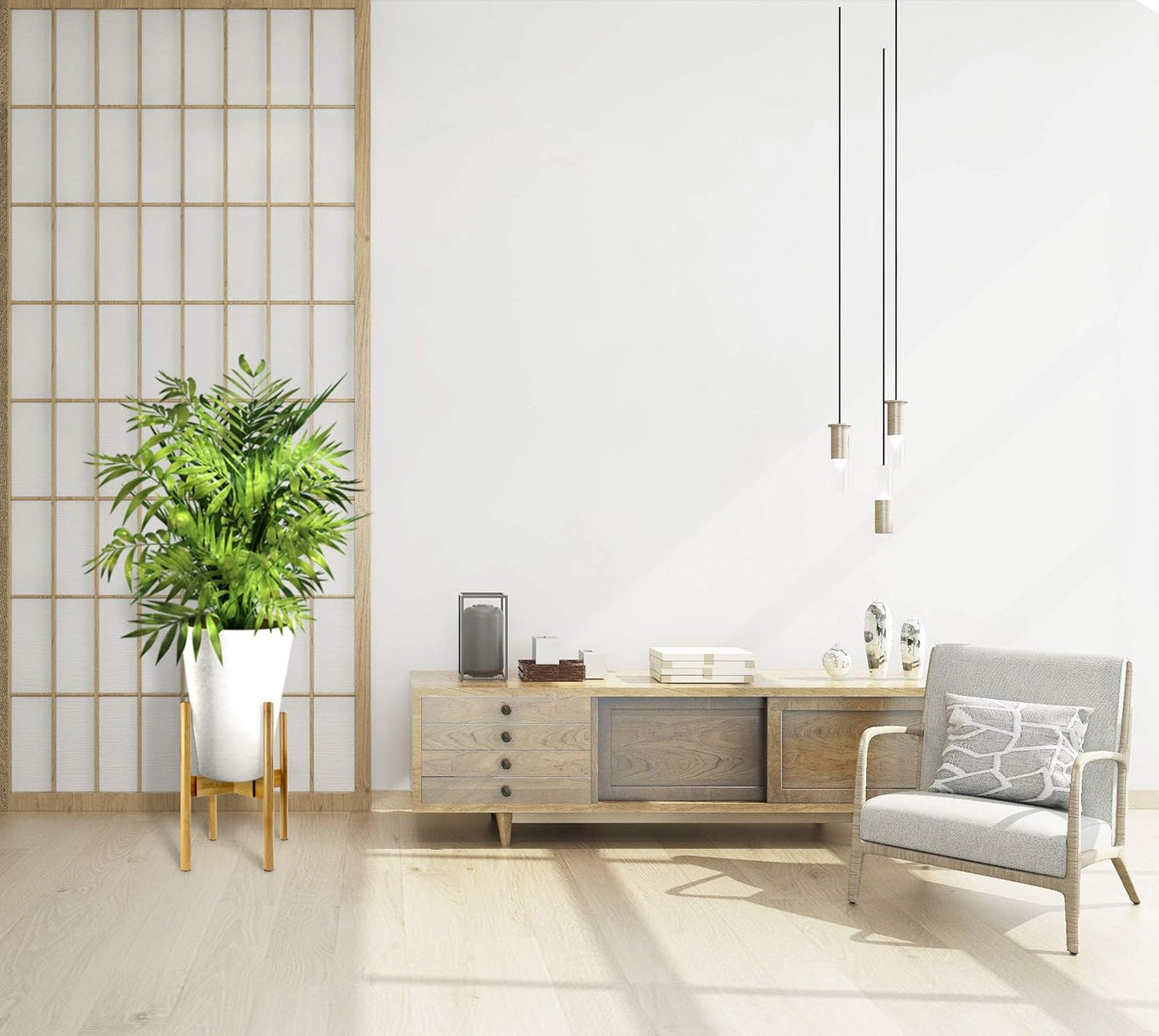 Mid-Century Bamboo Plant Stand – 2 Pack (Fits up to 12in Planters)