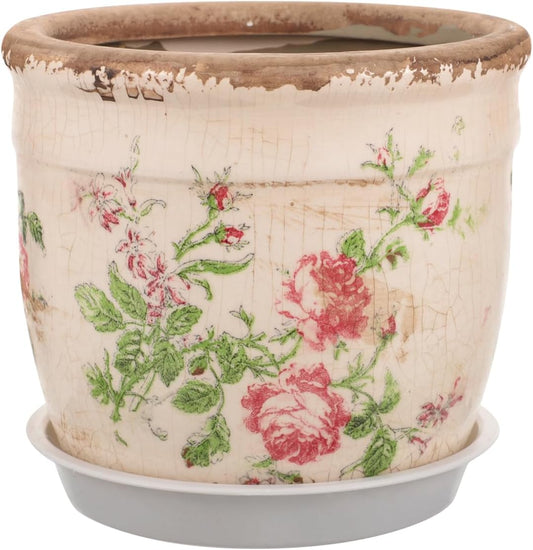 Vintage Ceramic Flower Pot, Small Indoor/Outdoor Planter