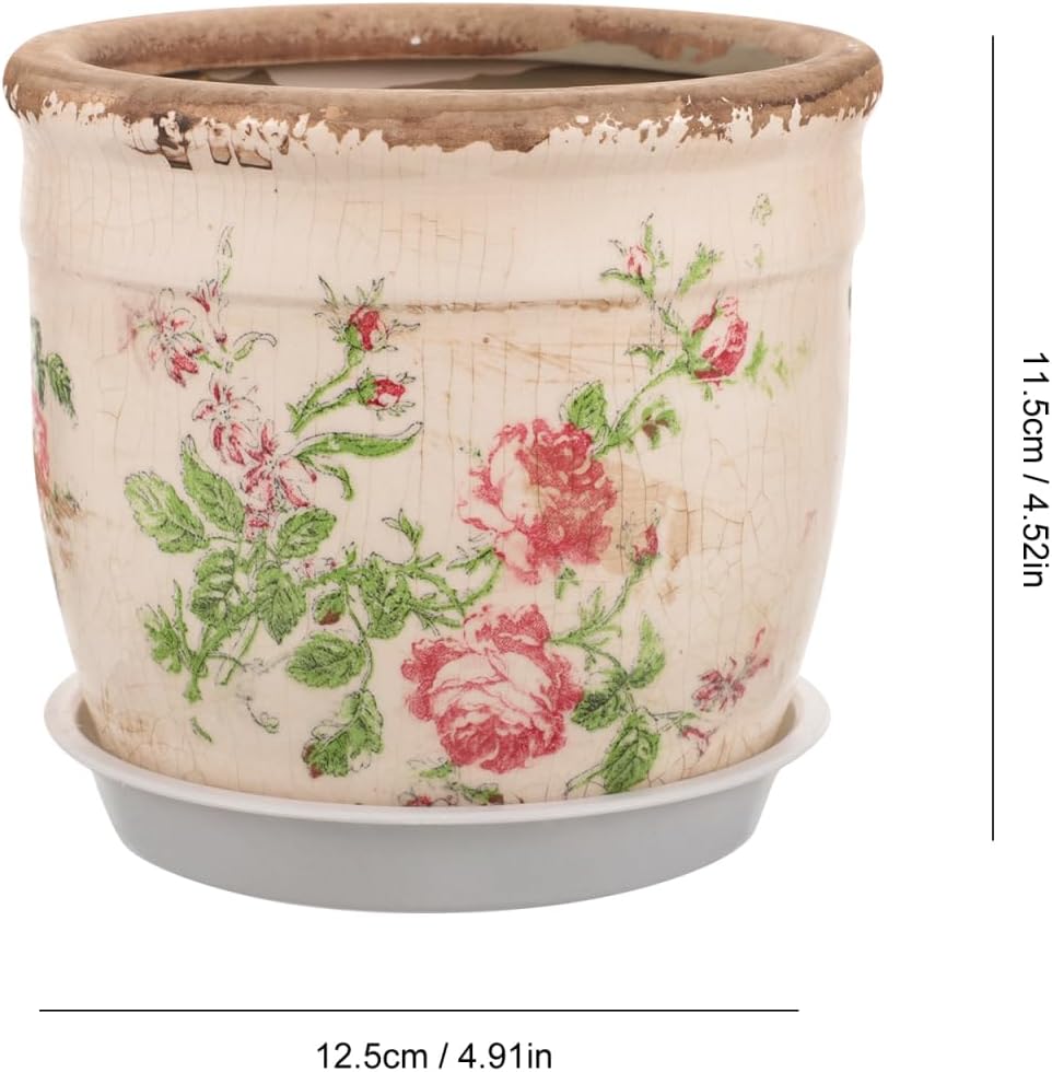 Vintage Ceramic Flower Pot, Small Indoor/Outdoor Planter