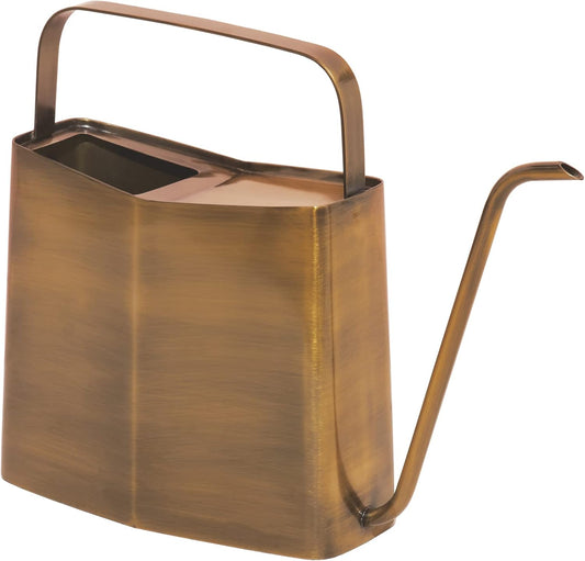 Brass Finish Watering Can, 3L Long Spout, Rust-Resistant Stainless Steel