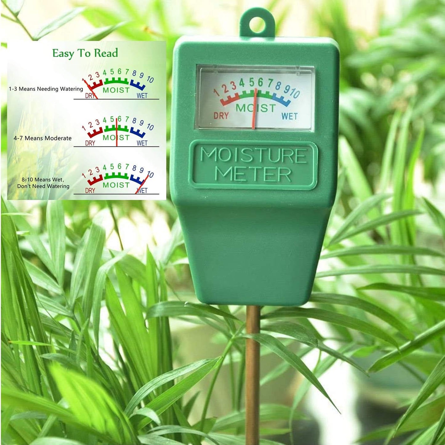 Soil Moisture Meter, No Battery Plant Water Monitor for Pots & Gardens
