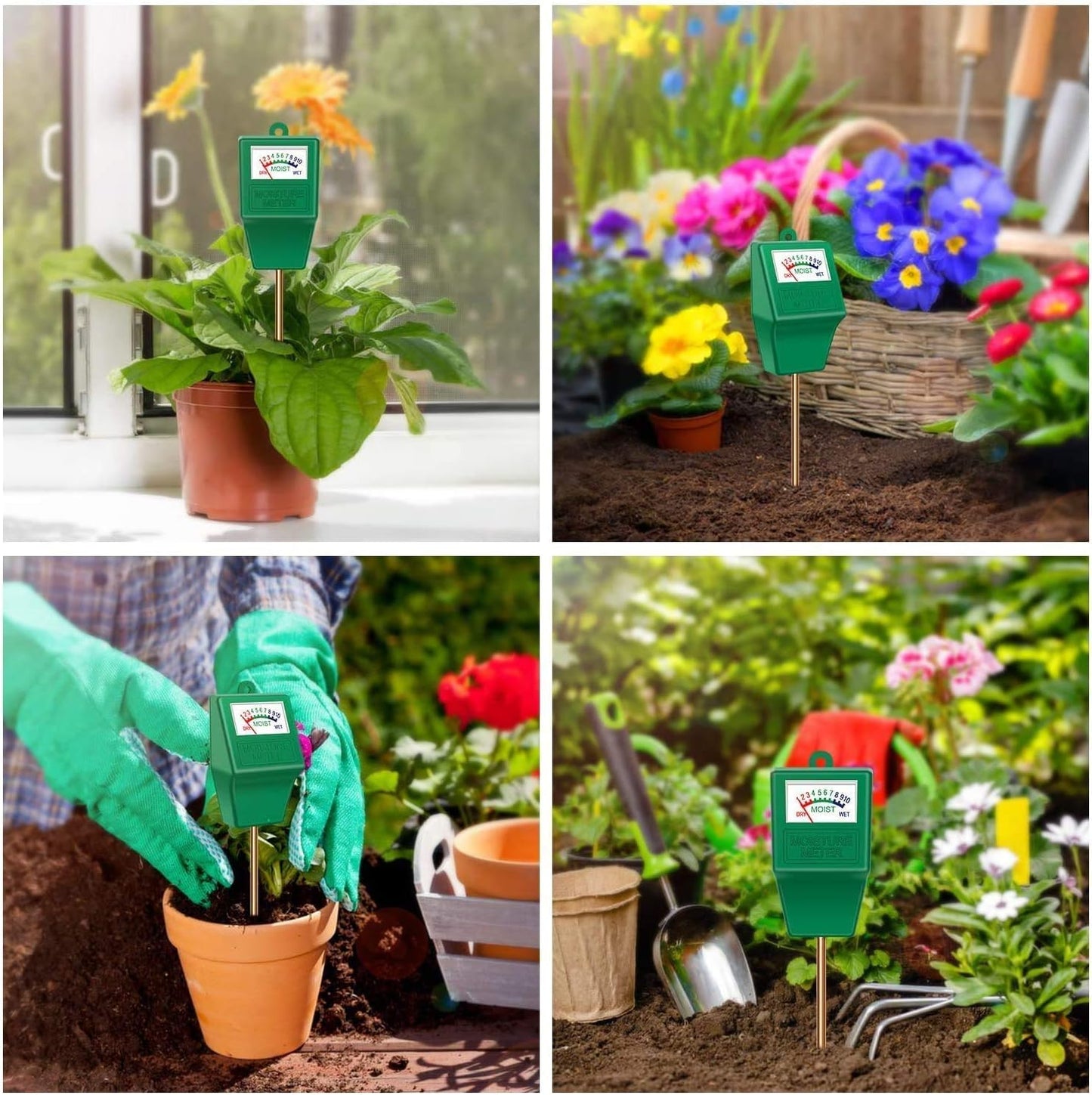 Soil Moisture Meter, No Battery Plant Water Monitor for Pots & Gardens