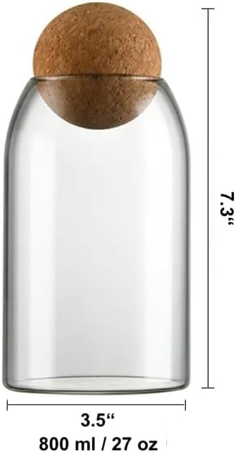 Glass Terrarium Jar with Airtight Wood Lid 800ml (Jar Only)